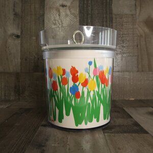 Vintage RETRO 70s AUDREY St Tropez Thermo Ice Bucket Floral Tulips Chiller Lid